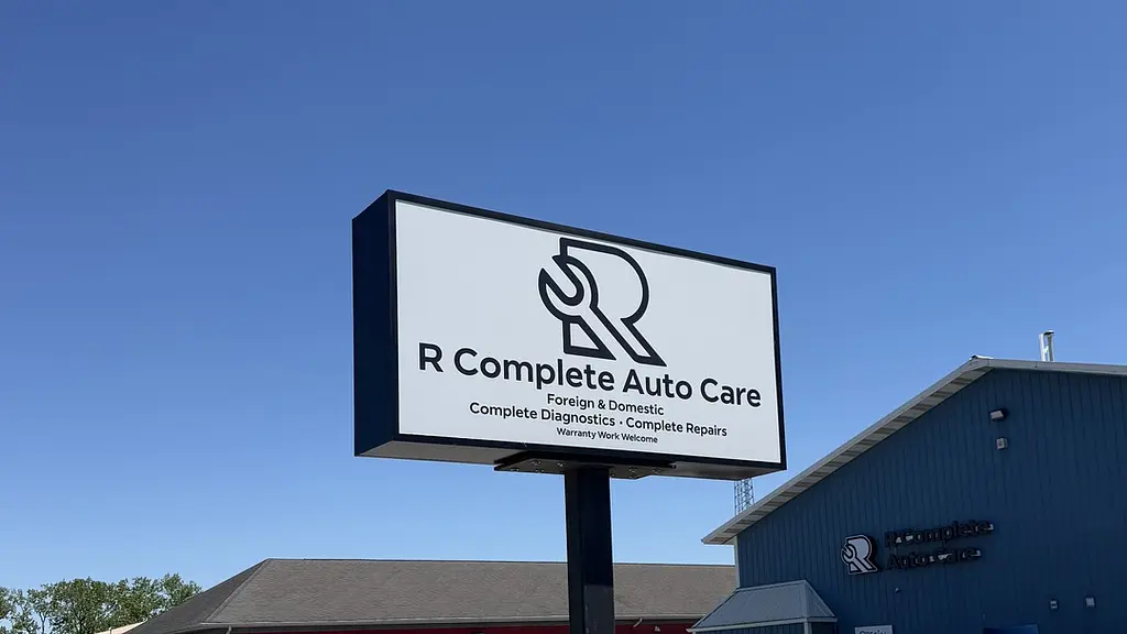 R Complete Auto Care roadside sign in Crown Point, Indiana